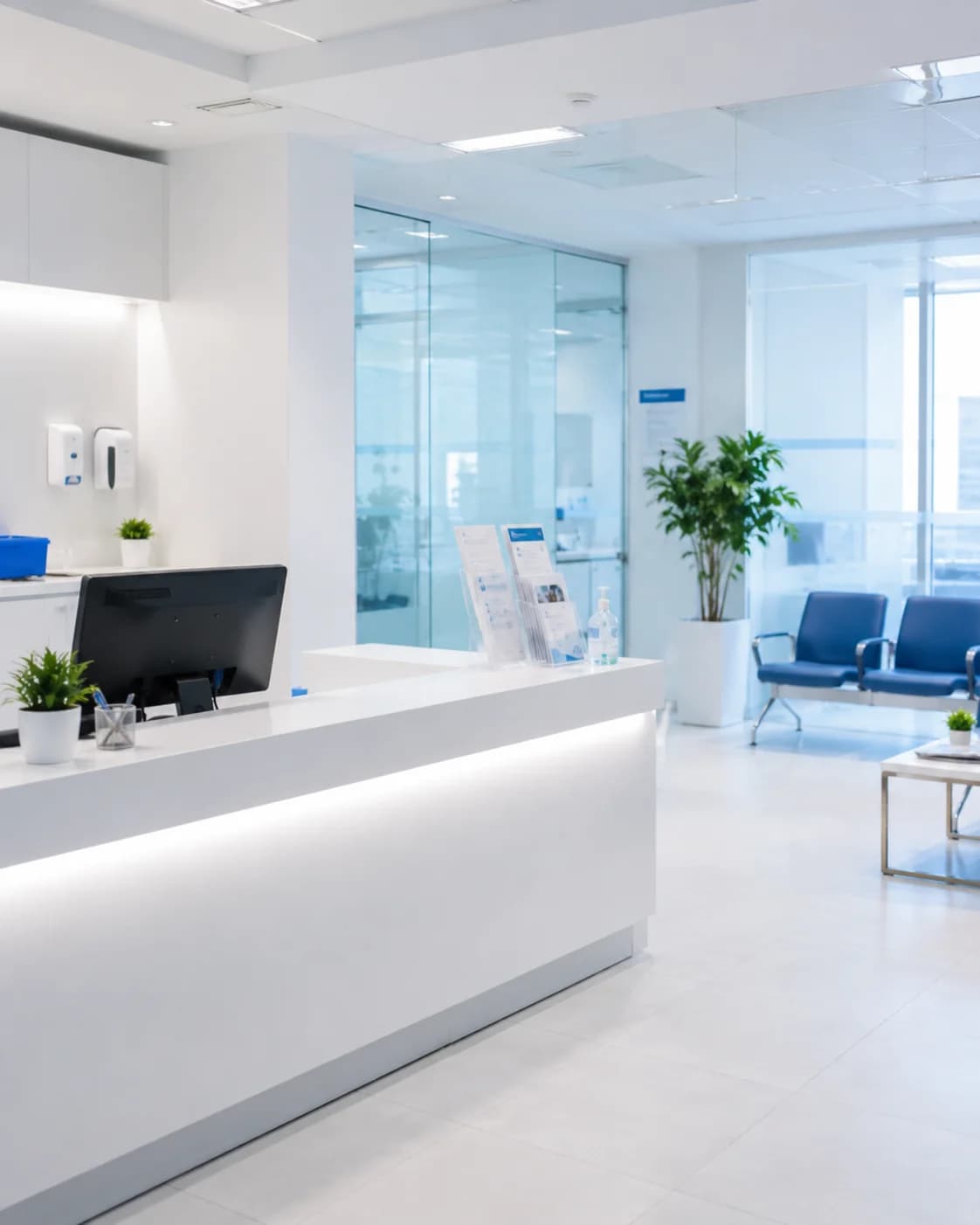 The laboratory reception, bright and modern