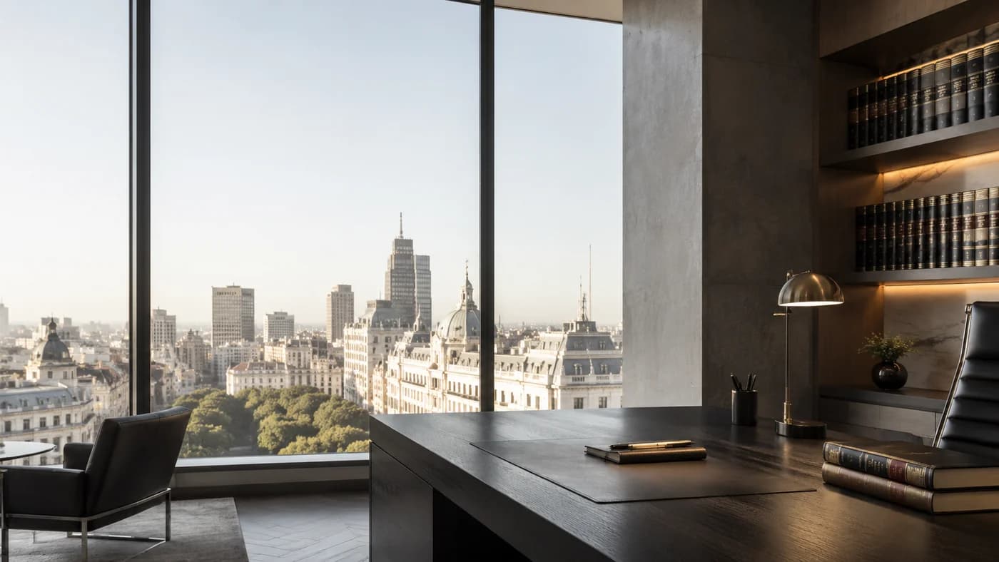 The firm’s office, looking out over the city of Buenos Aires